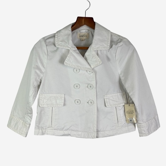 Nili Lotan Jackets & Blazers - NILI LOTAN Cropped Cotton Ira Jacket Size 2 PFD Condensed 3/4 Sleeve Eggshell